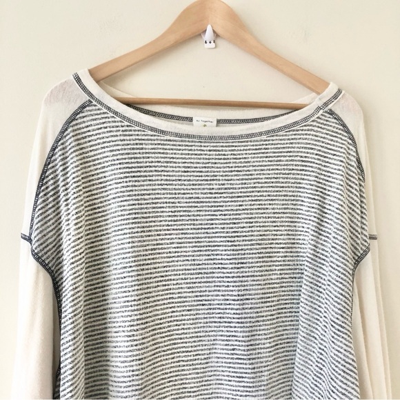 By Together Lori Two Tones Top Grey and Cream Stripped Size Medium - Picture 7 of 11